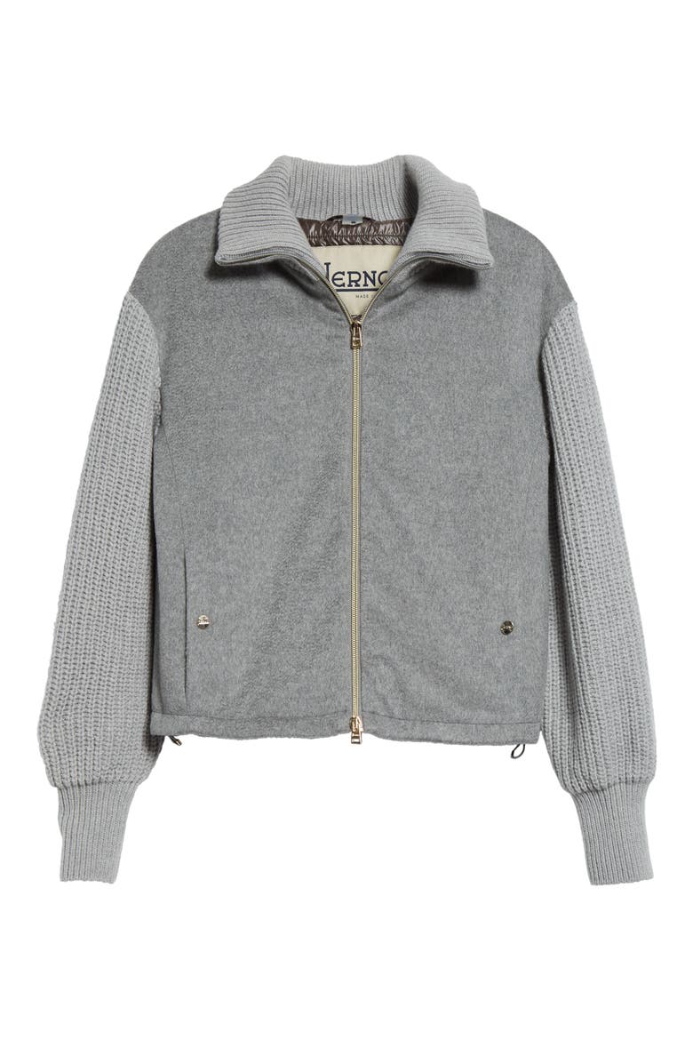 Cashmere and Wool Shaker Stitch Jacket, Alternate, color, GREY