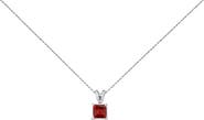 Haus of Brilliance 14K Gold 5x5 MM Square Shaped Gemstone Solitaire Pendant Necklace