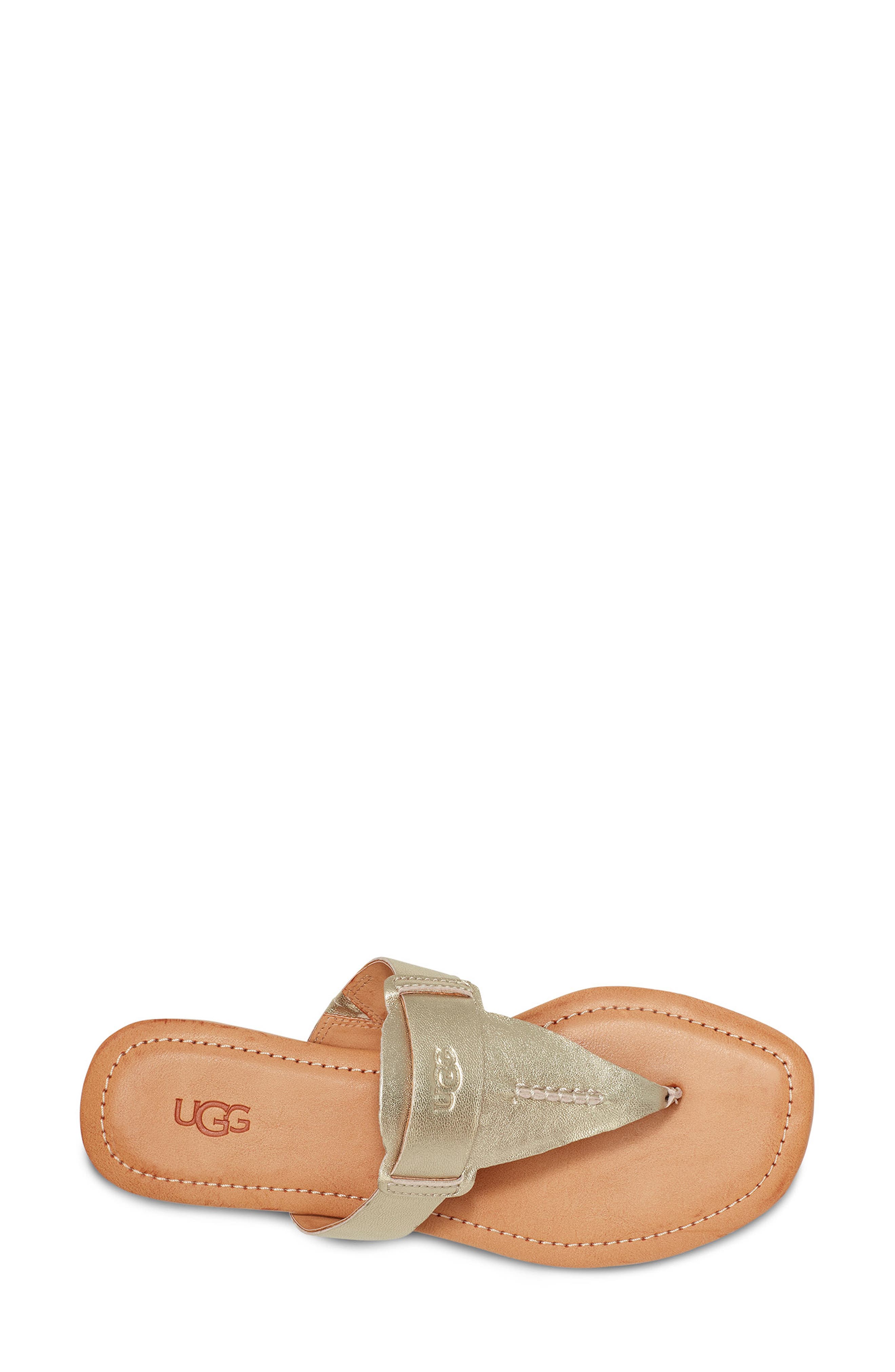 Gaila T-Strap Flip Flop, Alternate, color, GOLD METALLIC LEATHER