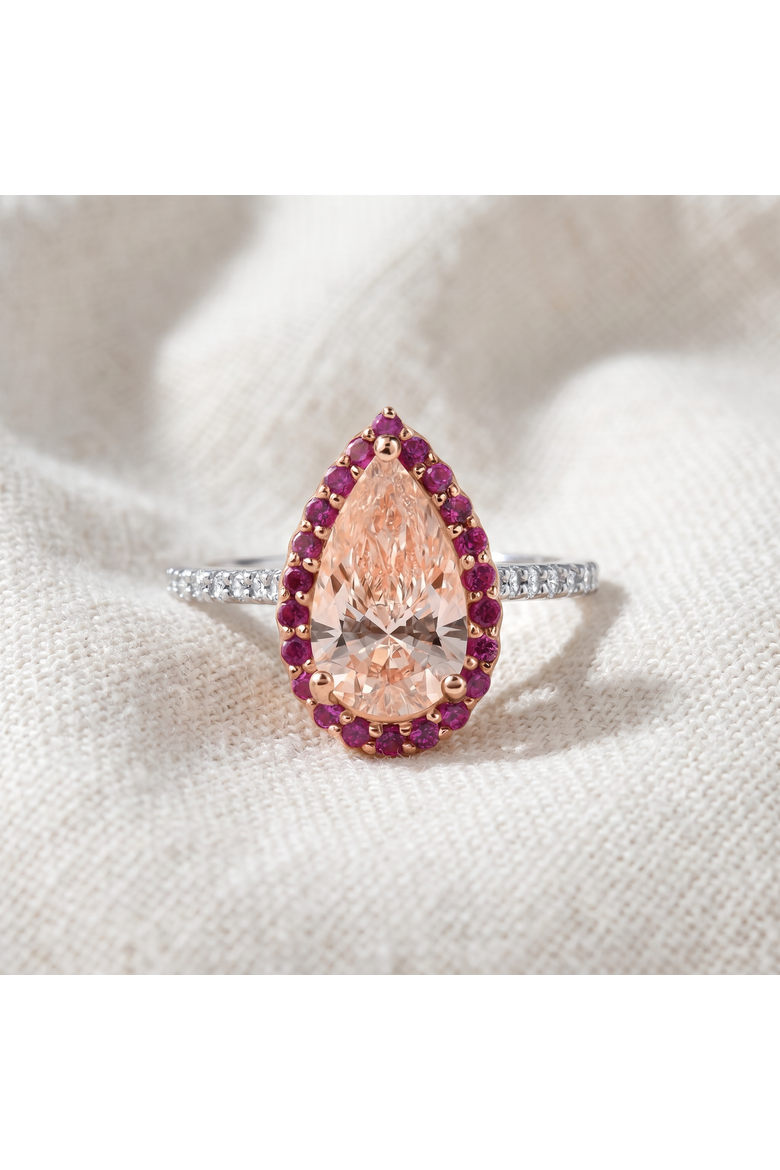 Certified Fancy Vivid Pink Pear Diamond Engagement Ring 14k & Gold, Alternate, color, 14k White Gold