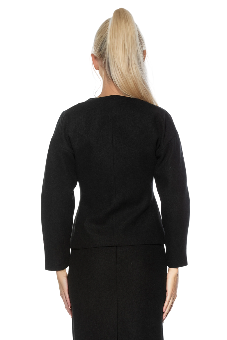 Soren Crewneck Rounded Sleeve Blazer, Alternate, color, Black