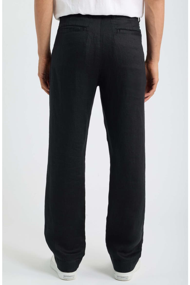 Alta Pleated Linen Trousers, Alternate, color, NIGHT