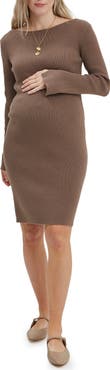 Nom Maternity Hudson Maternity & Nursing Long Sleeve Dress