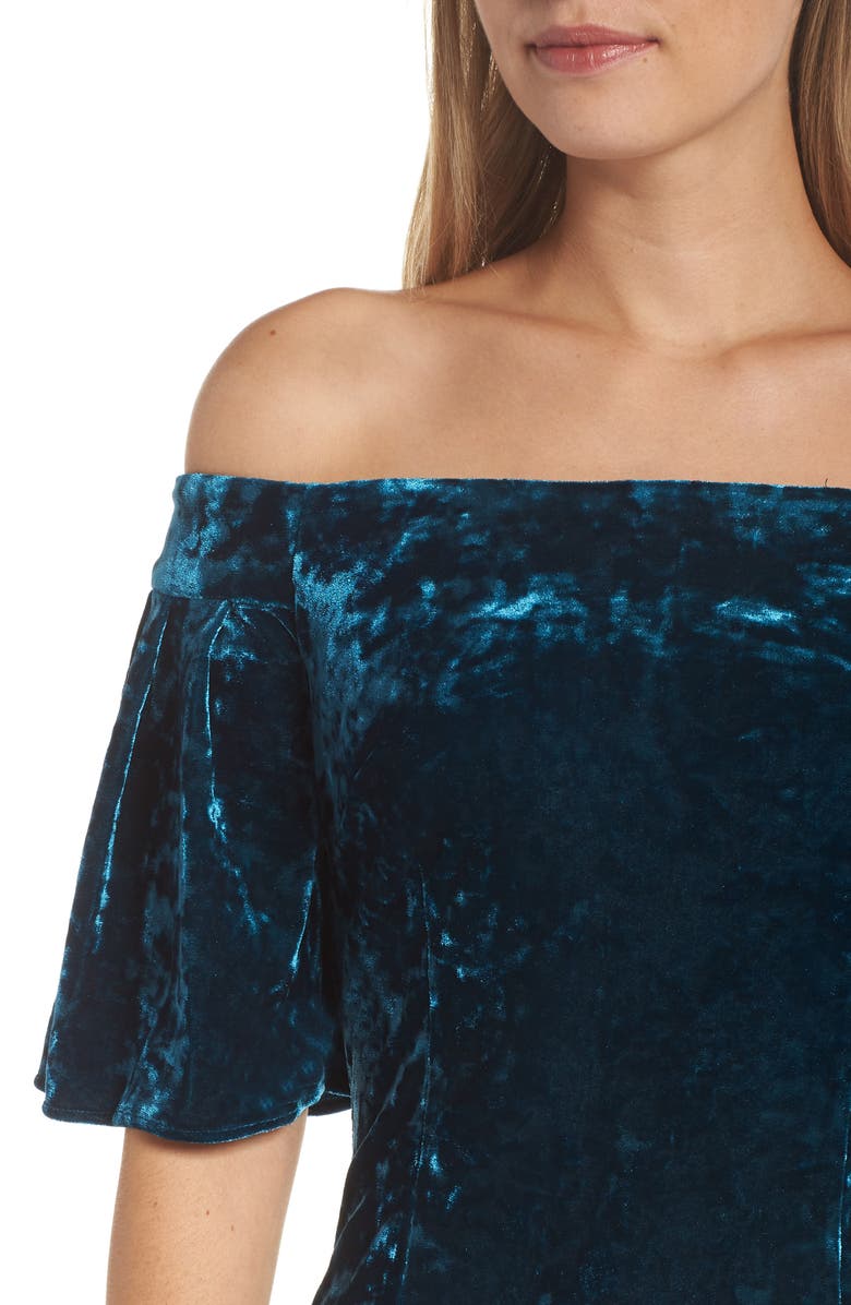 Eliza J Off the Shoulder Velvet Cocktail Dress, Alternate, color,