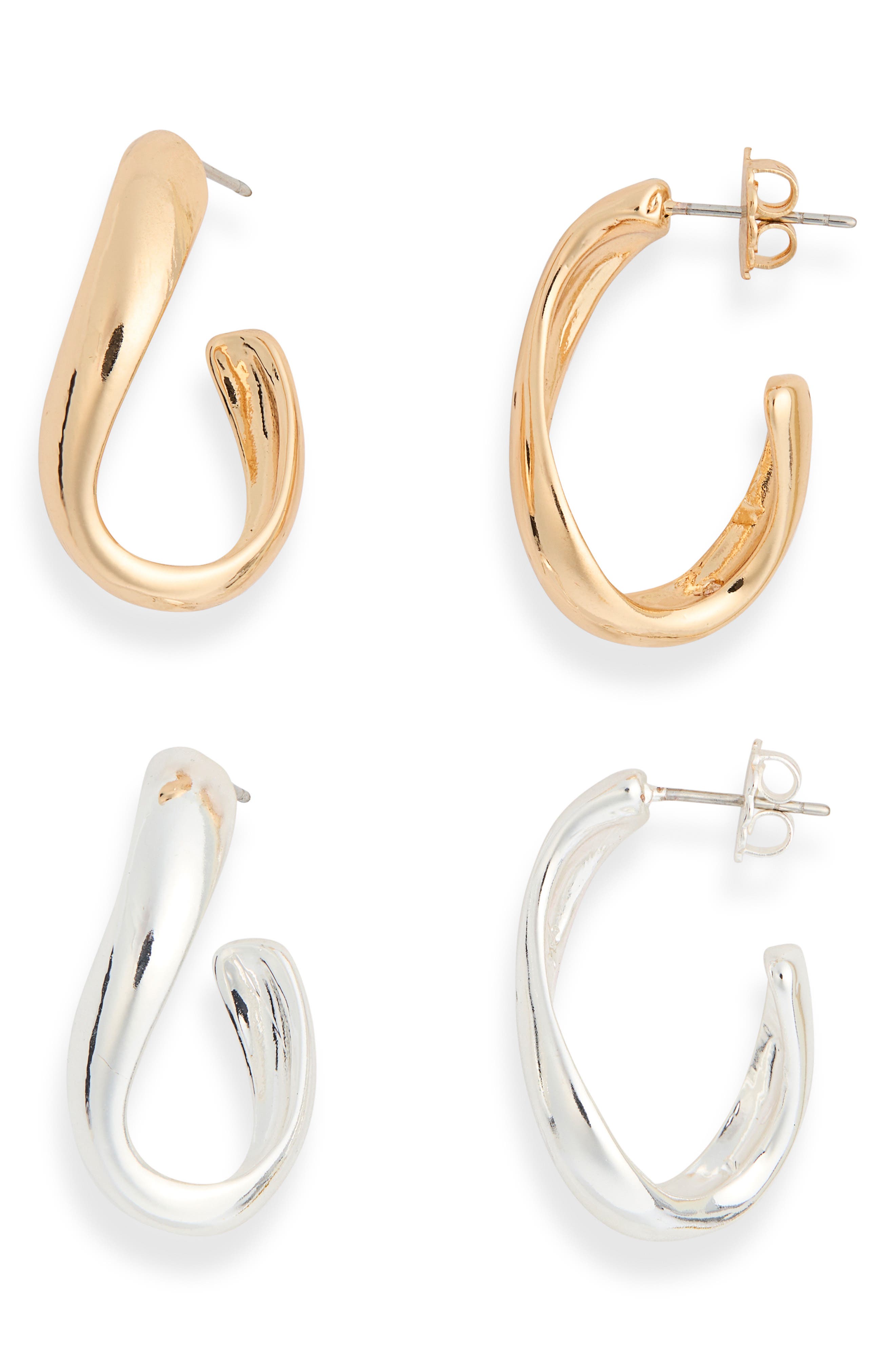 2-Pack Organic Shape Hoop Earrings