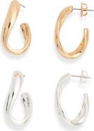 Leith 2-Pack Organic Shape Hoop Earrings