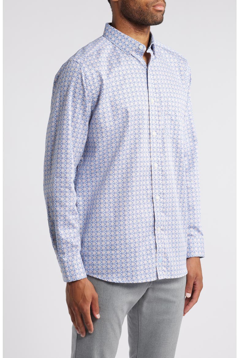 Tile Print Button-Up Shirt, Alternate, color, LIGHT BLUE