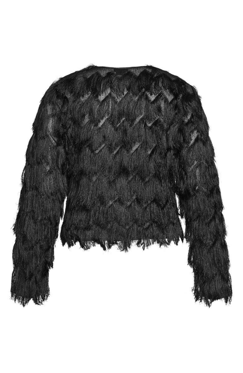City Chic Spring Fling Chevron Fringe Crop Jacket, Alternate, color,