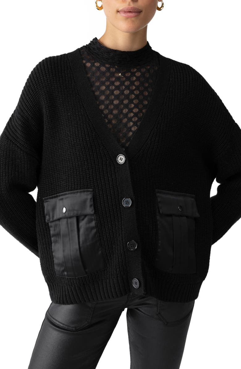 Sanctuary Trend Setter Cargo Cardigan, Alternate, color, Black
