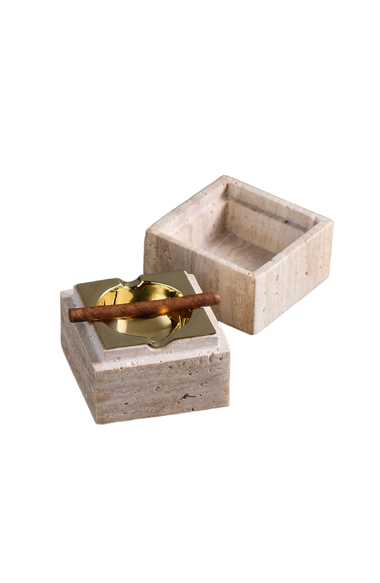 The Collective Home Travette Cube Ashtray, Main, color, Beige