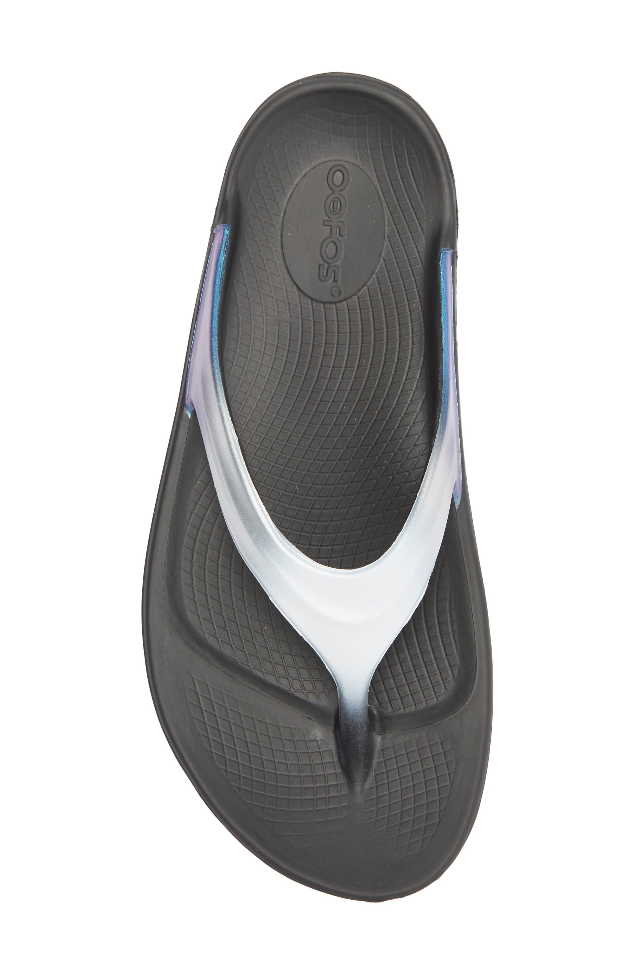 Oofos Oolala Luxe Flip Flop Sandal, Alternate, color, Black/ Frost