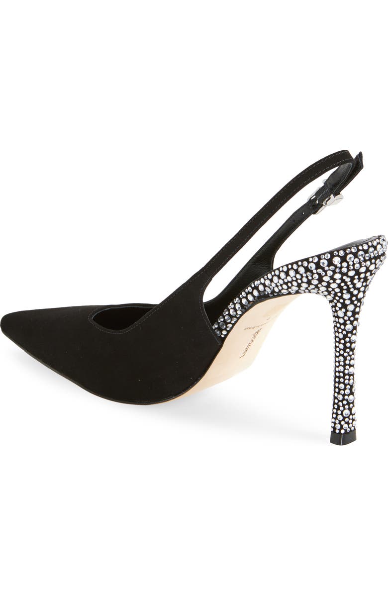 Larroudé Kaitlan Crystal Slingback Pointed Toe Pump, Alternate, color, Black