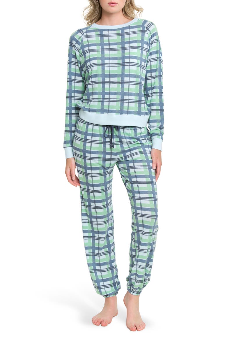 Star Seeker Brushed Jersey Pajamas, Main, color, BLUE PLAID