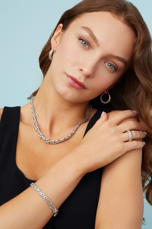 Oradina Sterling Silver Byzantine Artisan Hoops