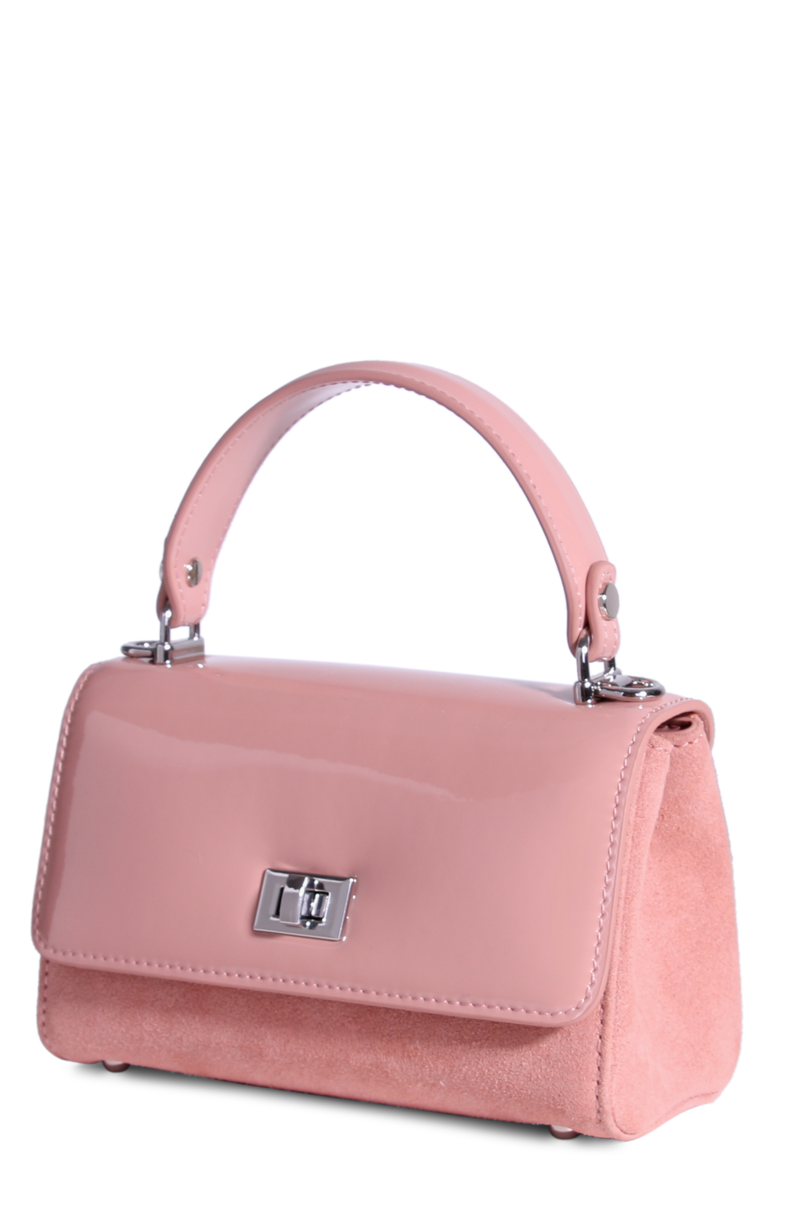 Rytas Suede and Patent Leather Bag, Alternate, color, Dusty Rose