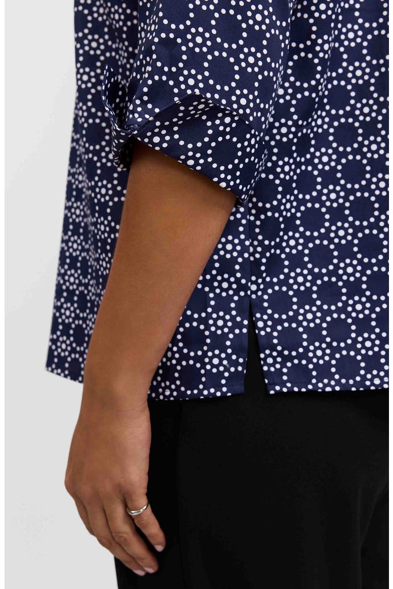 Tammy Cotton Ruffle Collar Top, Alternate, color, NAVY BLUE/ WHITE