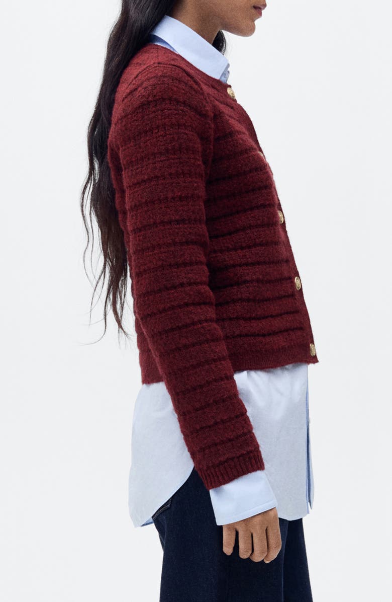 MANGO Open Stitch Cardigan, Alternate, color, Wine