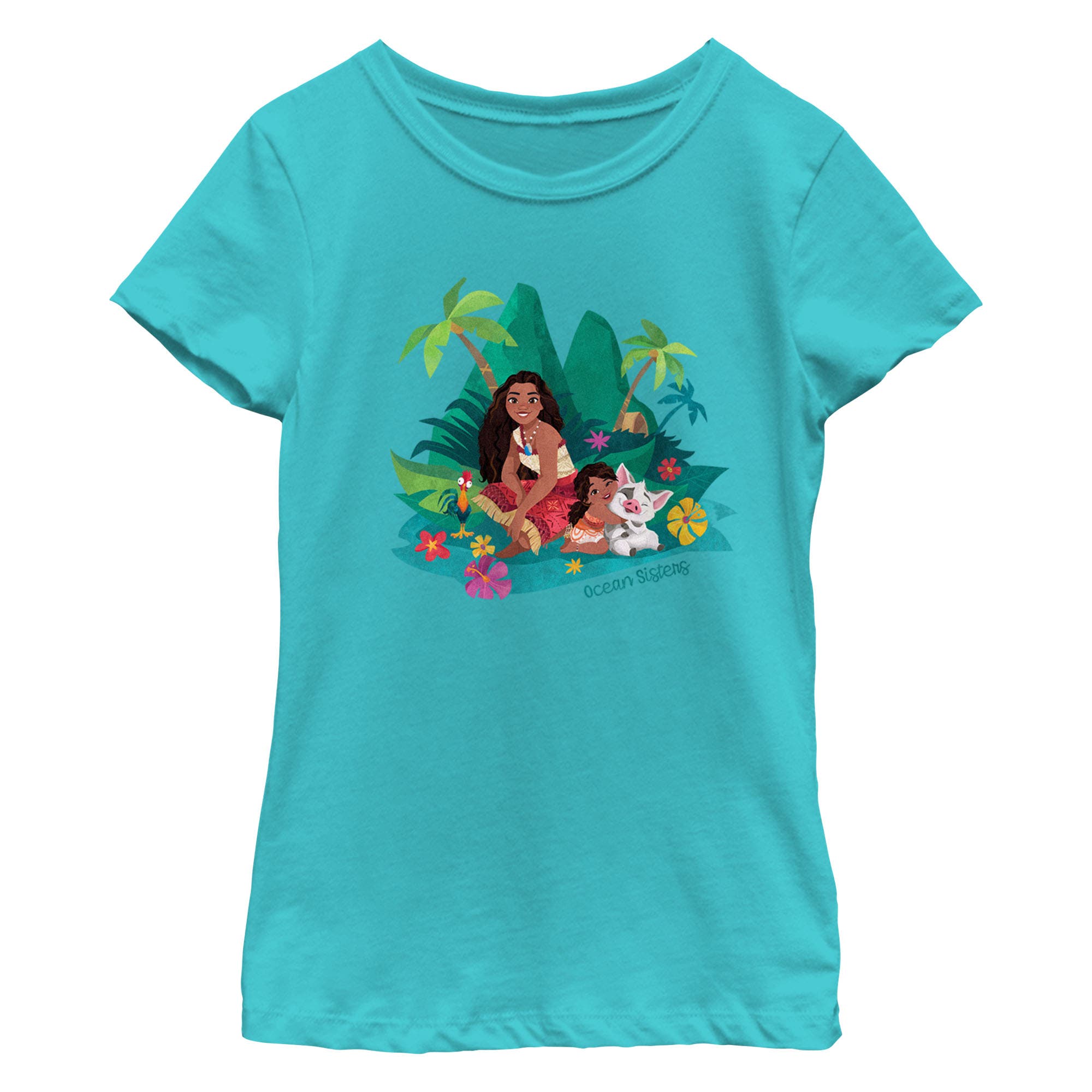 Girl's Moana 2 Ocean Sisters  Graphic T-Shirt in Tahiti Blue 