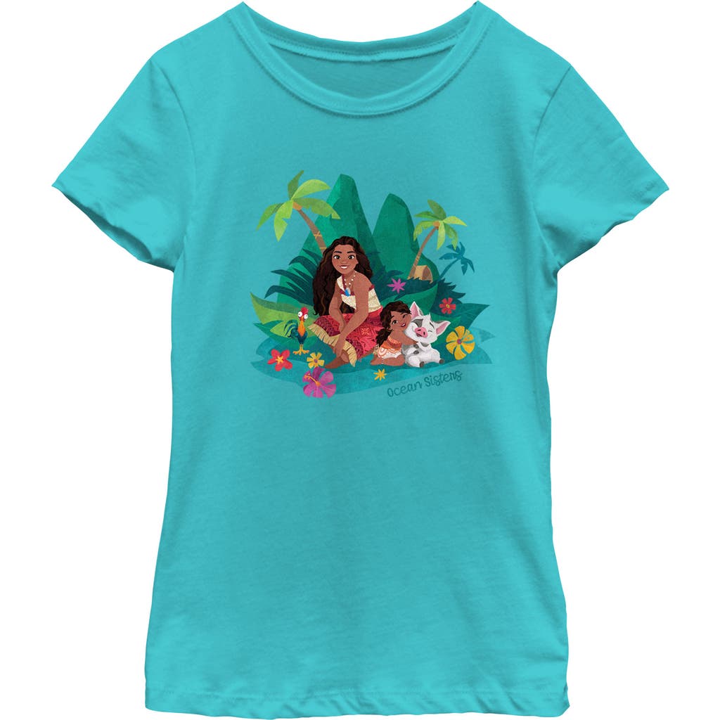 Girl's Moana 2 Ocean Sisters  Graphic T-Shirt in Tahiti Blue  product