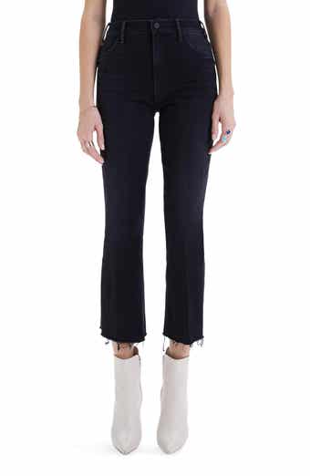 MOTHER The Hustler High Waist Fray Hem Ankle Bootcut Jeans
