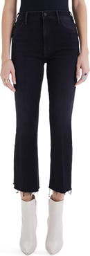 MOTHER The Hustler High Waist Fray Hem Ankle Bootcut Jeans