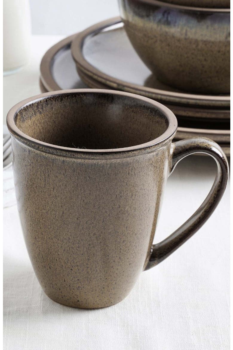 Tina Stoneware 4-Piece Mug Set, Alternate, color, Green and Beige
