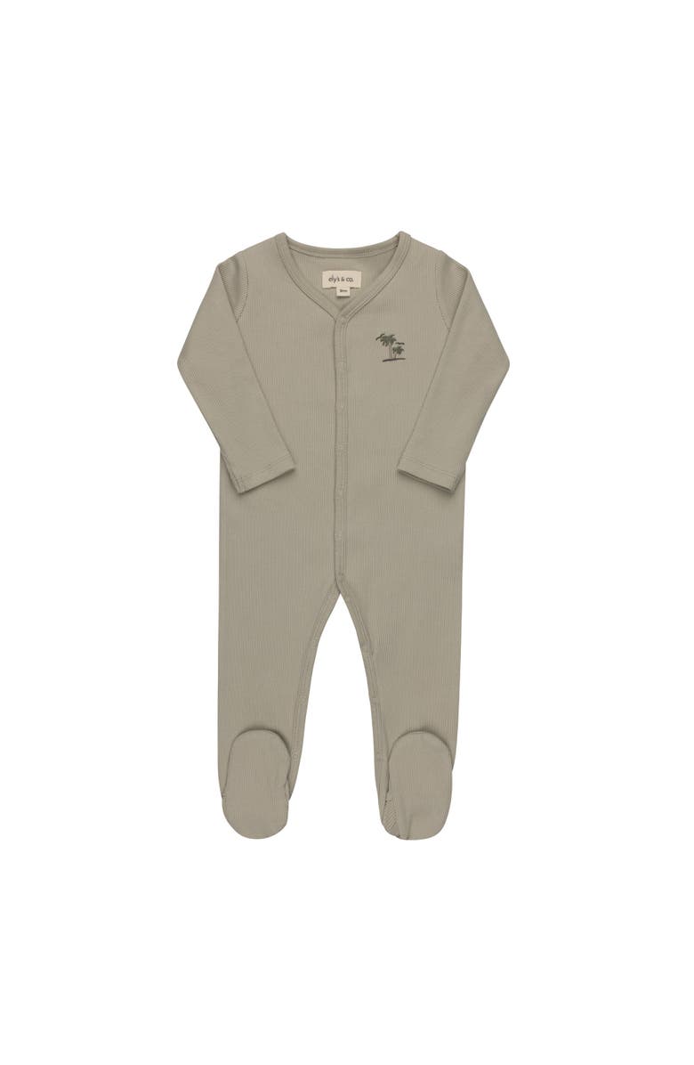 Ely's & Co. Embroidered Palm Trees Collection - Baby Boy Footie, Main, color, Sage