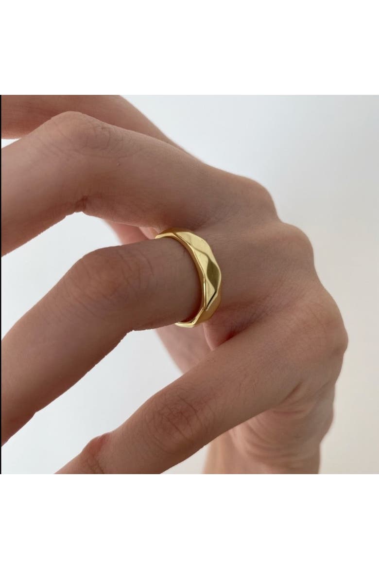 Sterling Silver Wide Hammered Ring, Alternate, color, Gold