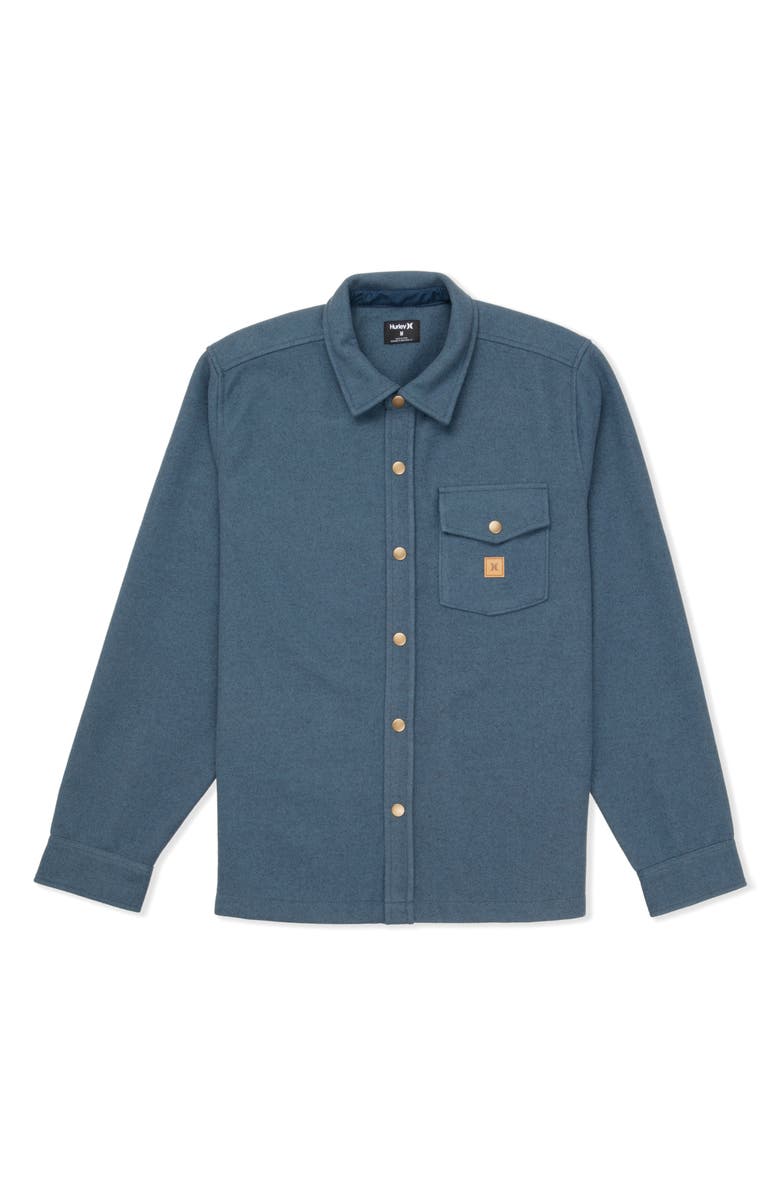 Hurley Santa Cruz Seaside Solid Flannel Button-Up Shirt Jacket, Alternate, color, Grey Teal