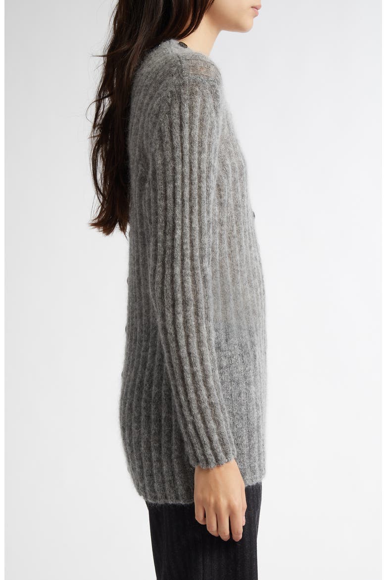 Naor Button Back Mohair & Alpaca Blend Rib Cardigan, Alternate, color, GREY