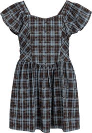 Speechless Kids' Flocked Plaid Drop Waist Dress