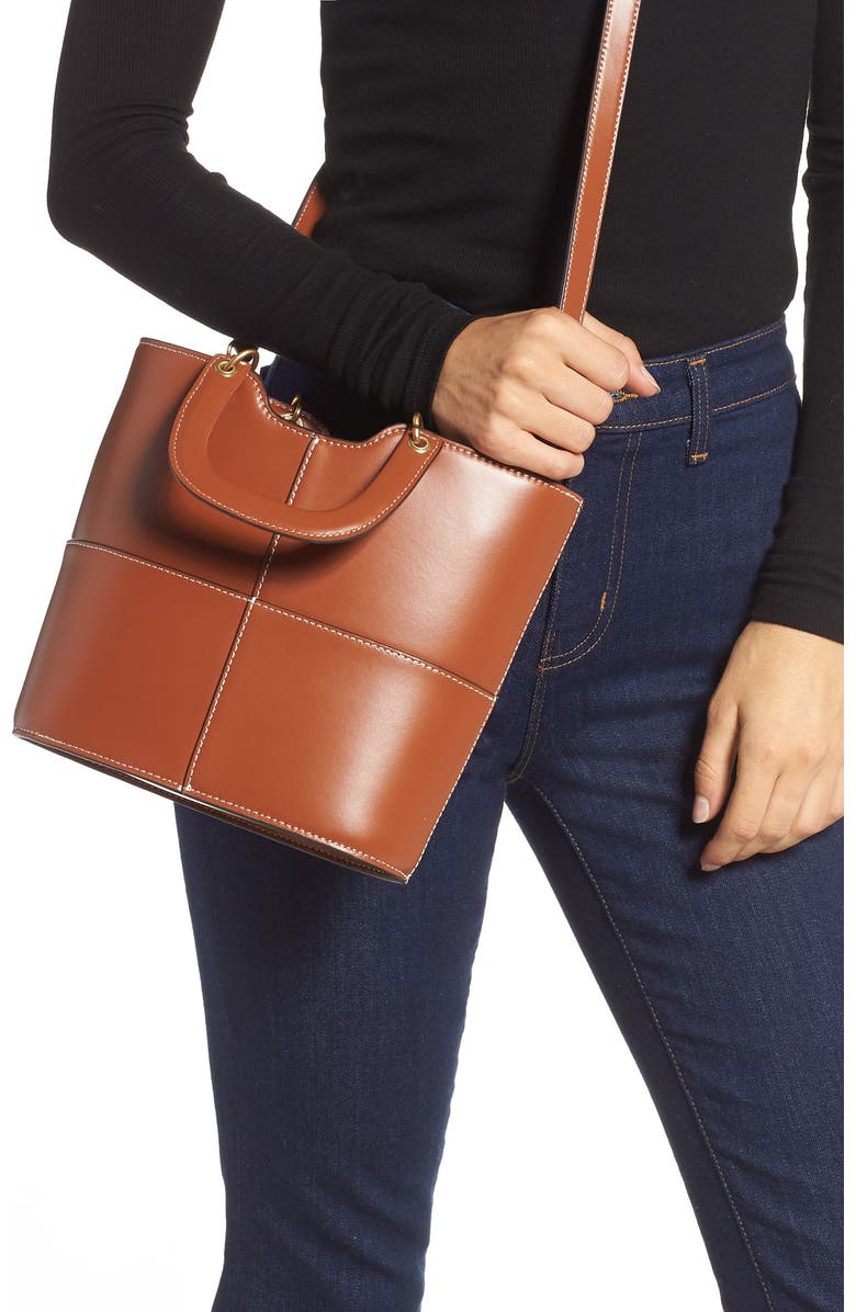 STAUD Andy Seamed Leather Tote, Alternate, color,