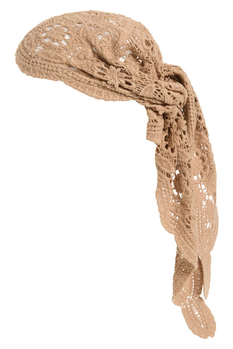 Crochet Head Scarf, Main, color, LIGHT TAN