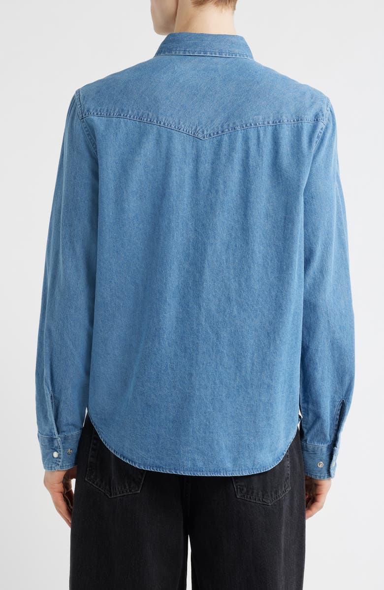 Brixton Waylon Denim Snap-Up Western Shirt, Alternate, color, Med Wash Chambrey