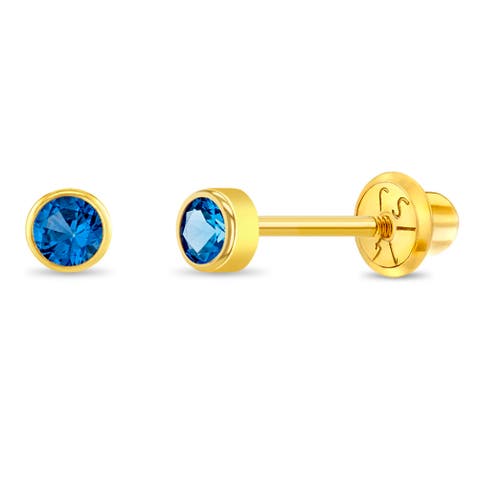 14k Tiny Cubic Zirconia Birthstone Earrings