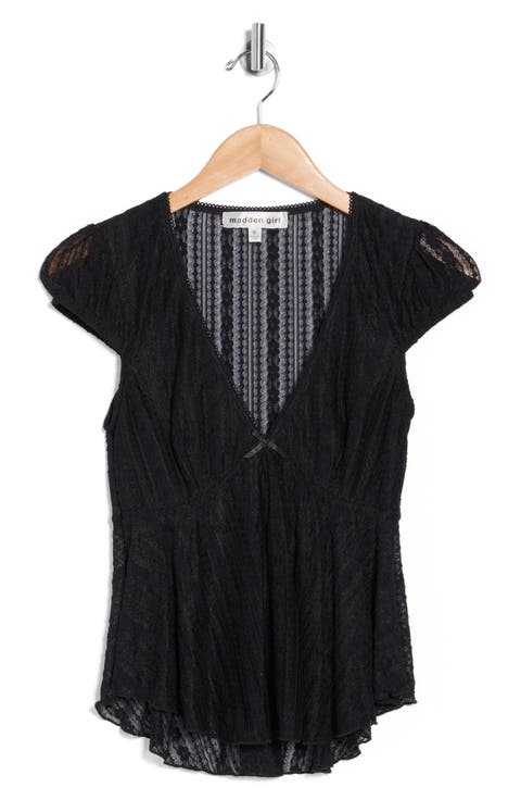Cap Sleeve Lace Babydoll Top