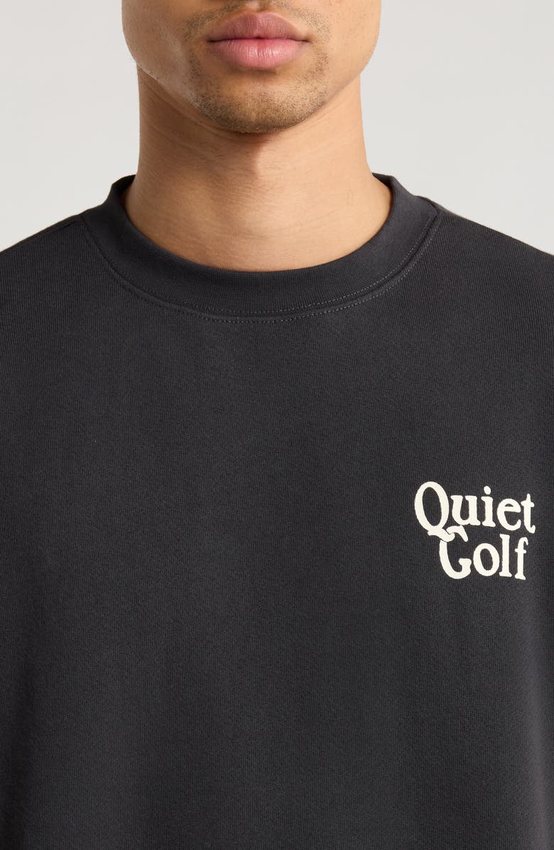 Quiet Golf Stacked Logo Cotton Hoodie, Alternate, color, Black