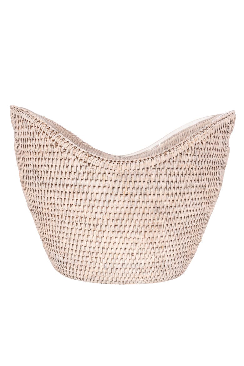 Artifacts Rattan Champagne Bucket with Acrylic Insert, Alternate, color, White Wash