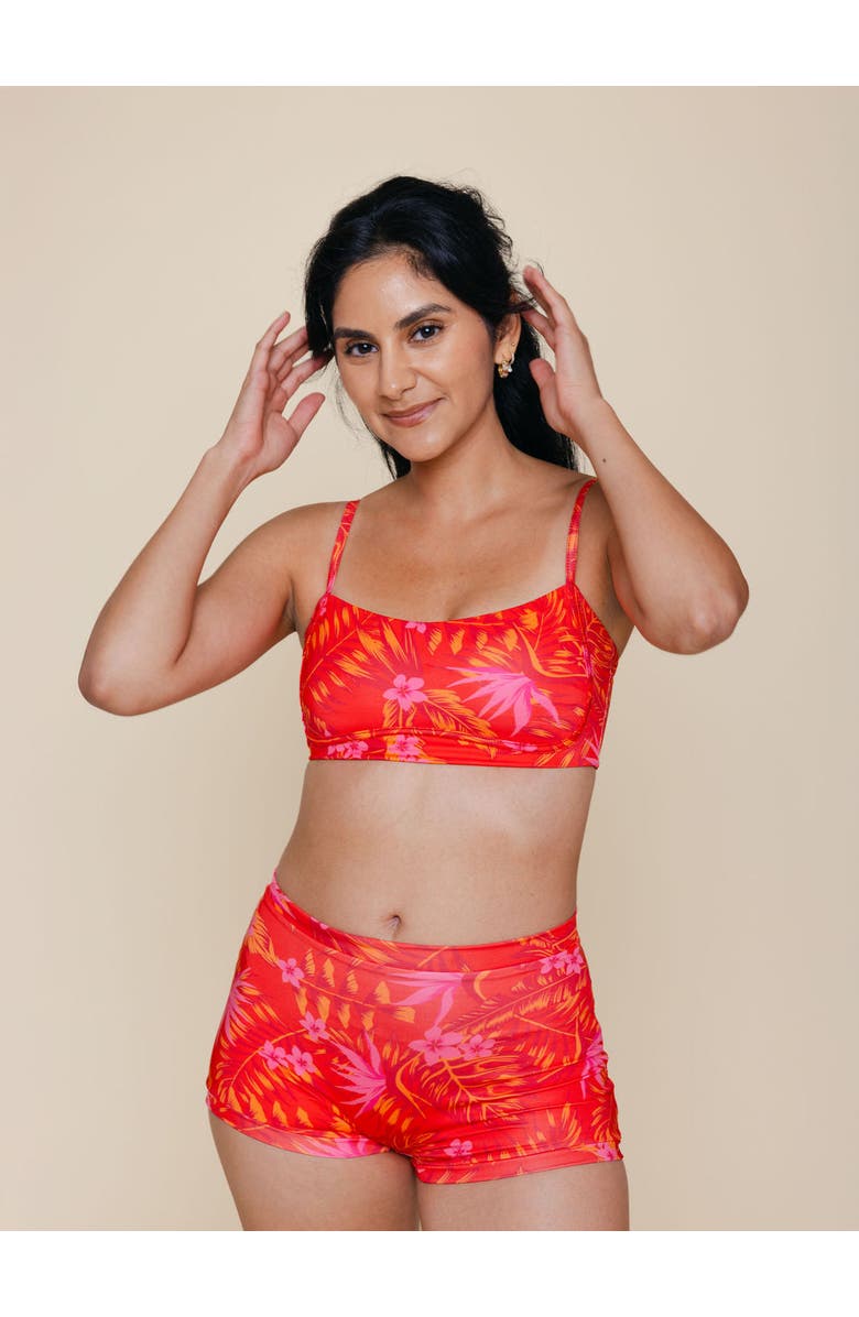 Kitty and Vibe Bandeau With Piping Bikini Top, Alternate, color, Maui