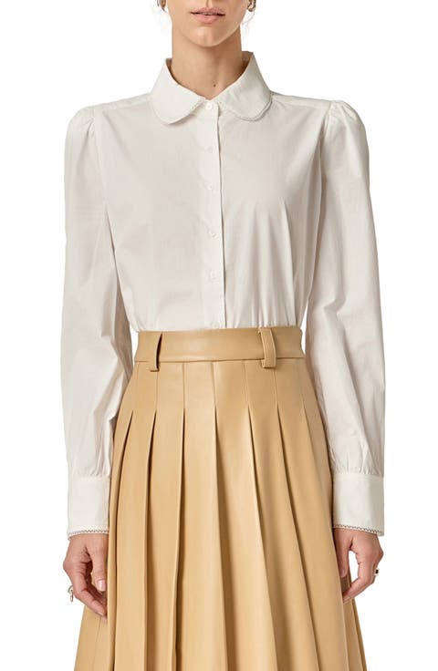 Lace Trim Button-Up Shirt