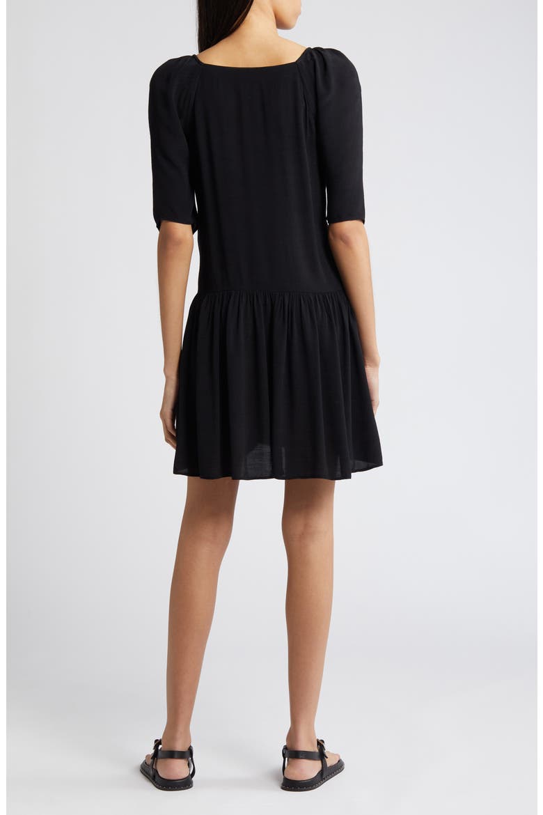 Button-Up Drop Waist Minidress, Alternate, color, BLACK