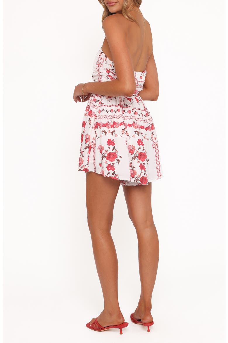 Noelia Red Rose Print Strapless Romper, Alternate, color, RED ROSE
