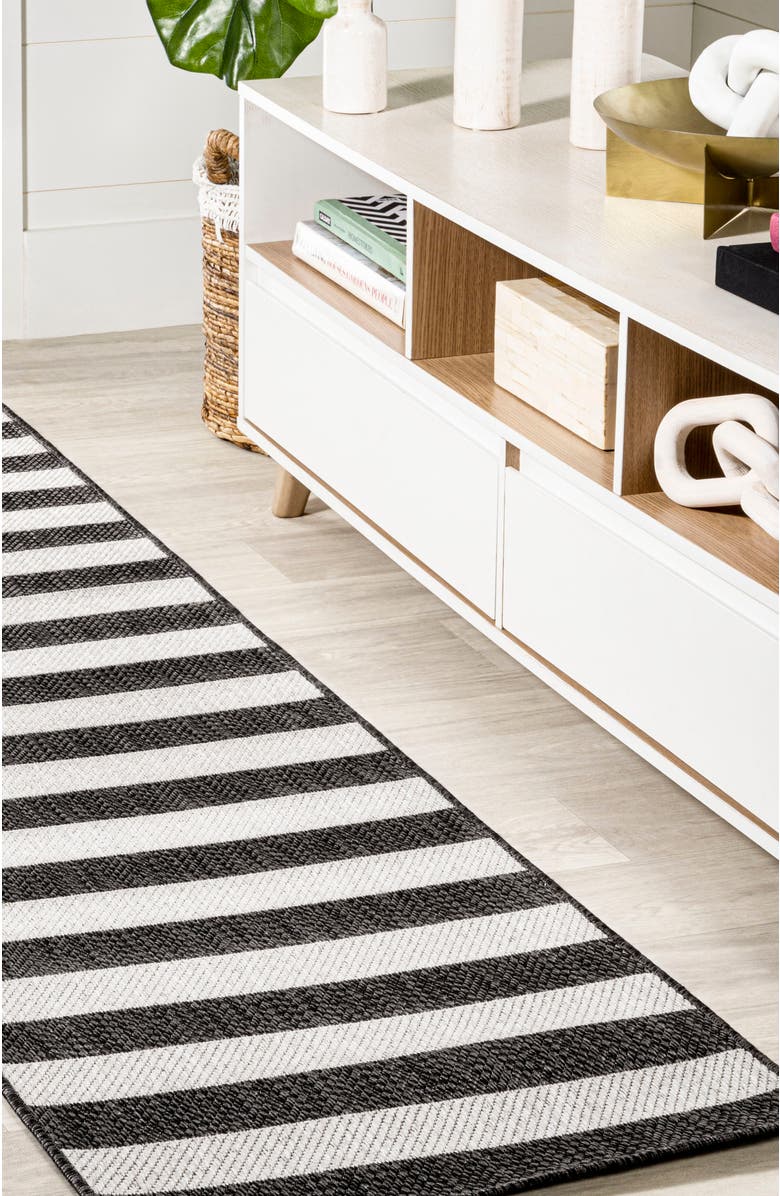 JONATHAN Y Negril Two-Tone Wide Stripe Indoor/Outdoor Area Rug, Alternate, color, Black/Cream