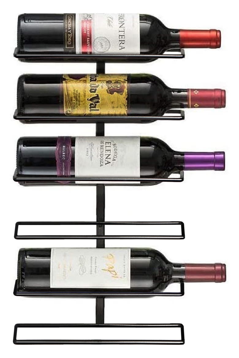 Metal Wall Wine Rack, Main, color, BLACK