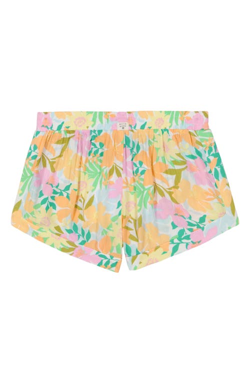Shop Billabong Kids' Mad For You Floral Drawstring Shorts In Salt Crystal