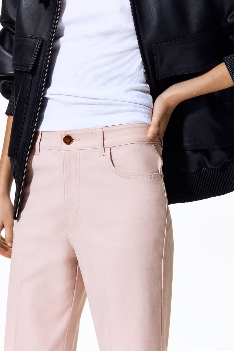 Bootcut Cotton Canvas Trousers, Alternate, color, Light pink