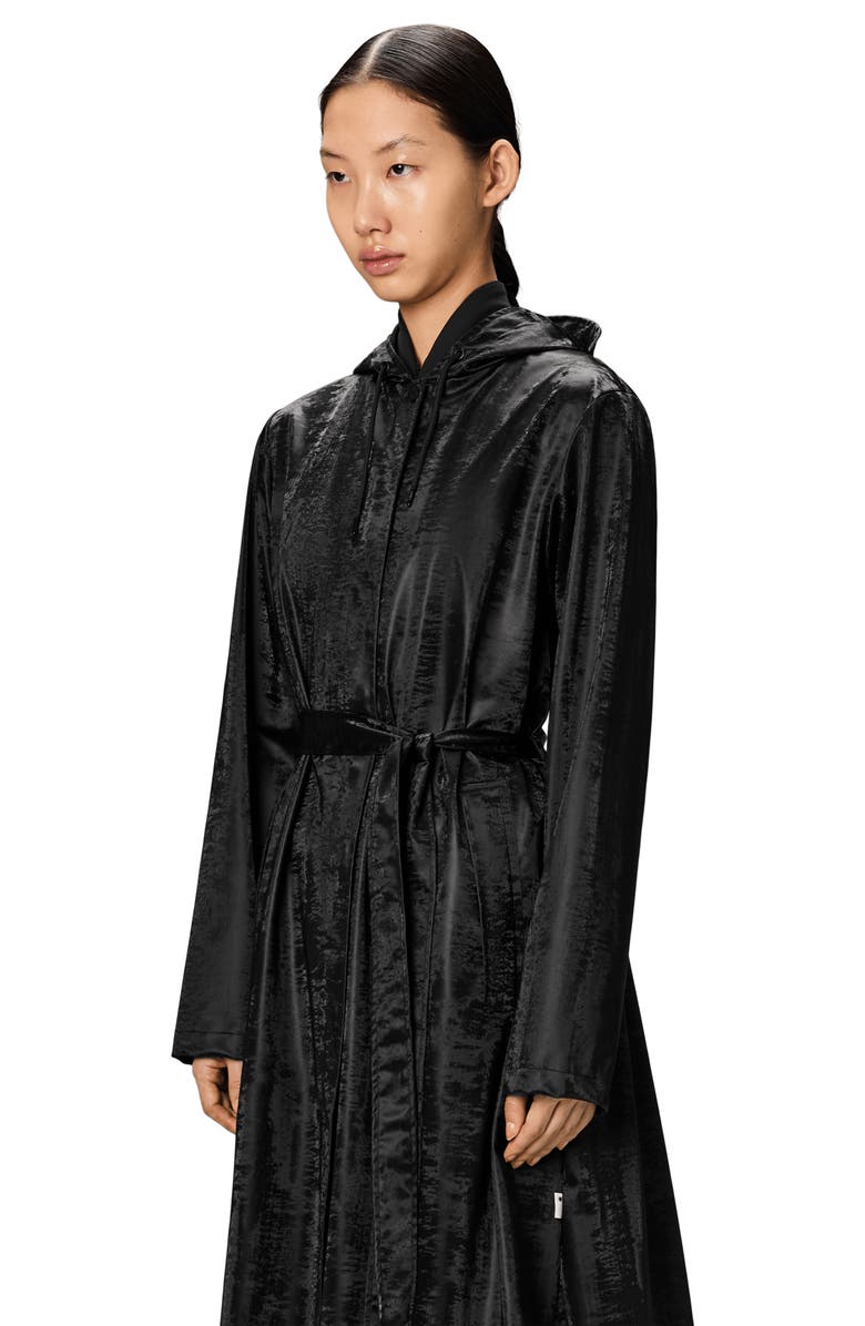 Rains Waterproof A-Line Long Raincoat, Alternate, color, Coal