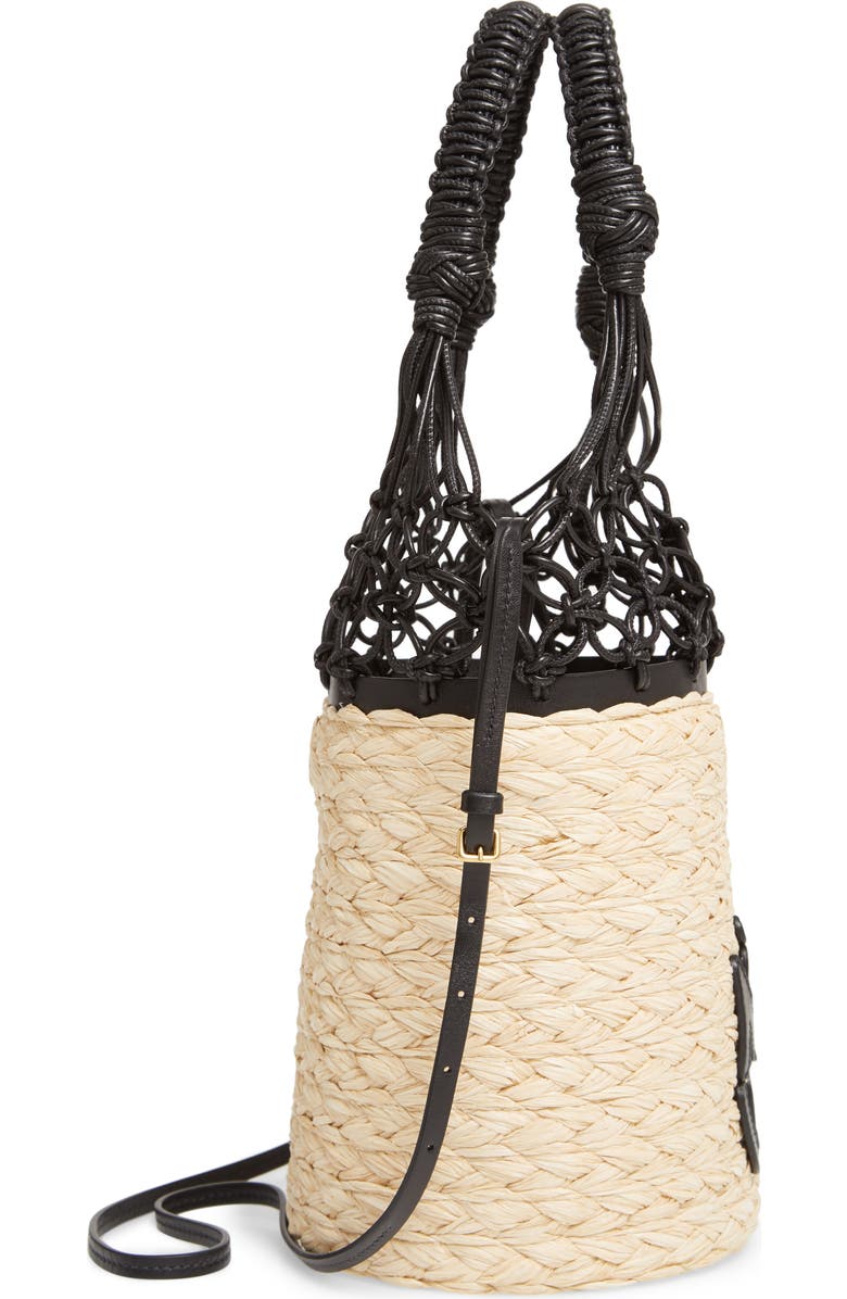 Miu Miu Woven Leather & Straw Bucket Bag, Alternate, color,