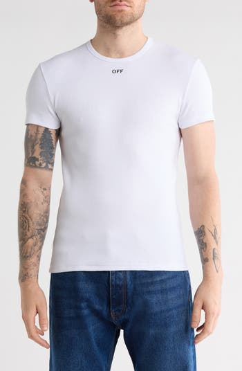 Off Stamp Rib Stretch Cotton T-Shirt