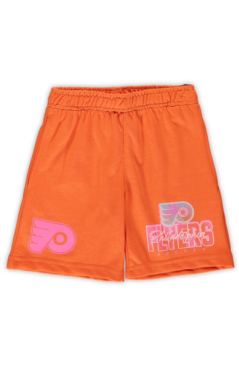 Outerstuff Preschool White/Orange Philadelphia Flyers Wave Breaker T-Shirt & Shorts Set, Alternate, color,
